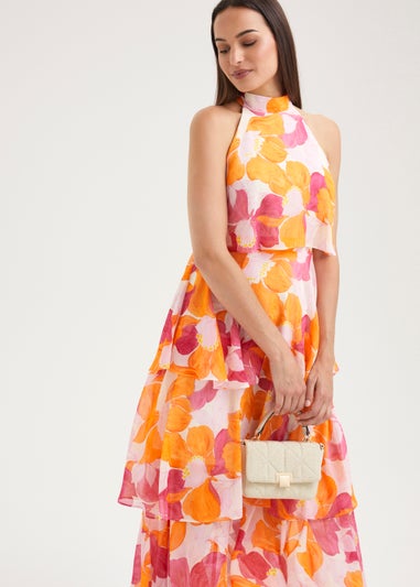Et Vous Multicoloured Floral Tiered Midi Dress