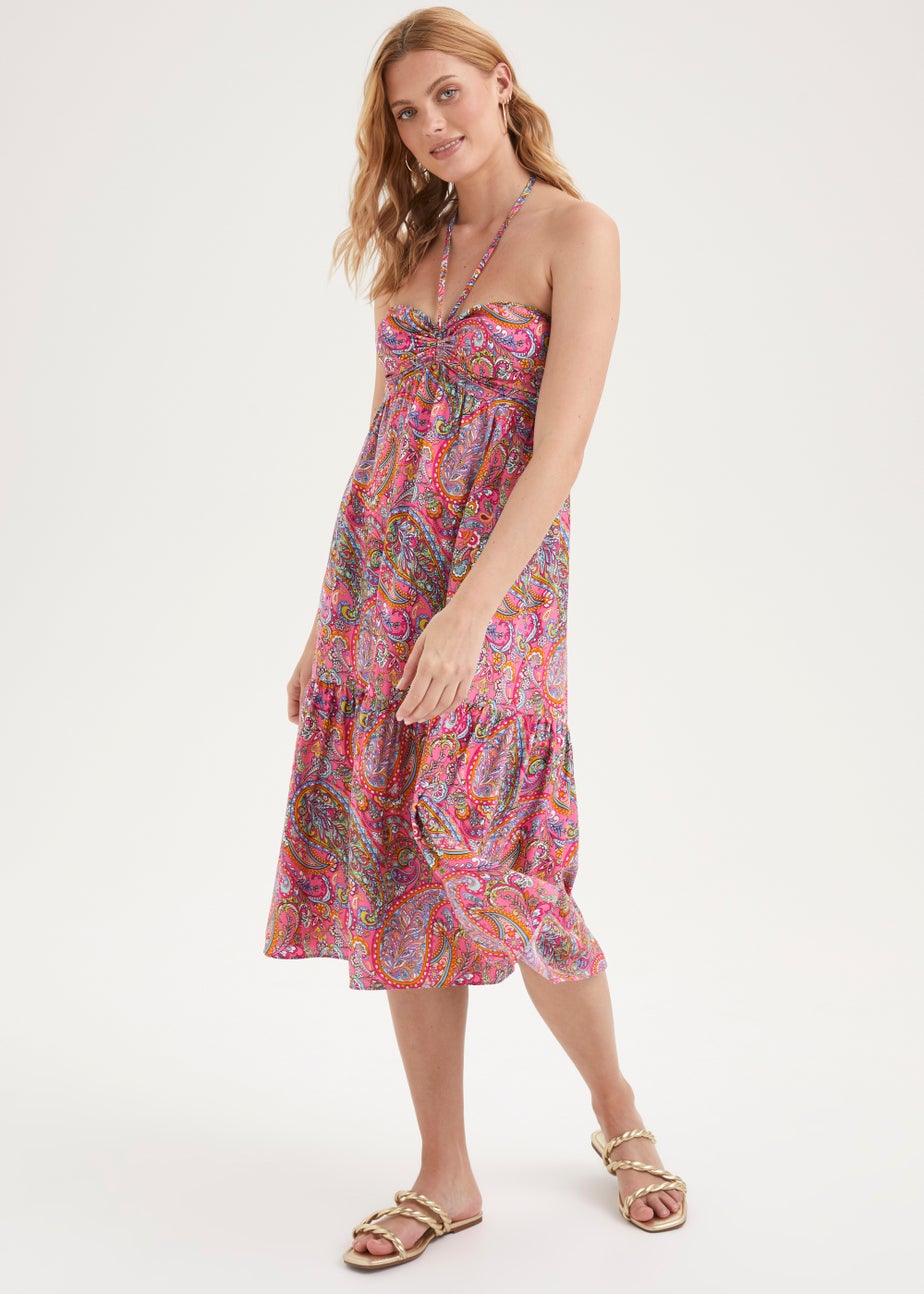 Multicoloured Paisley Print Bandeau Dress
