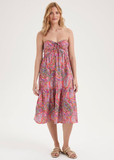 Multicoloured Paisley Print Bandeau Dress