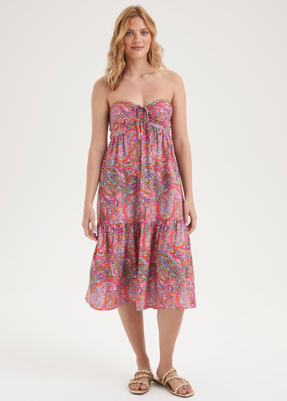 Multicoloured Paisley Print Bandeau Dress
