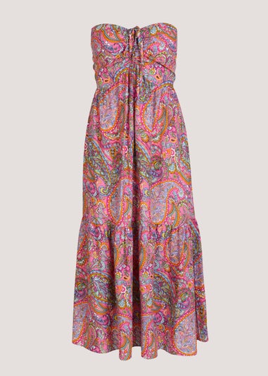 Multicoloured Paisley Print Bandeau Dress