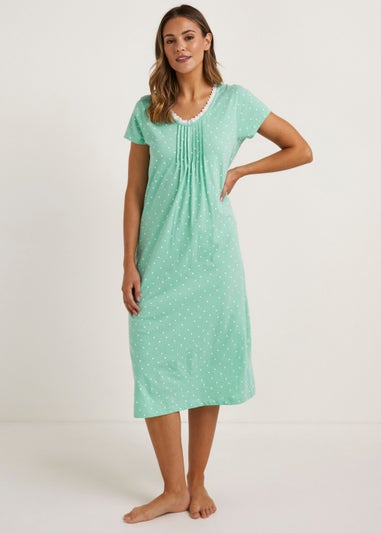 Green Spot Longline Lace Nightie