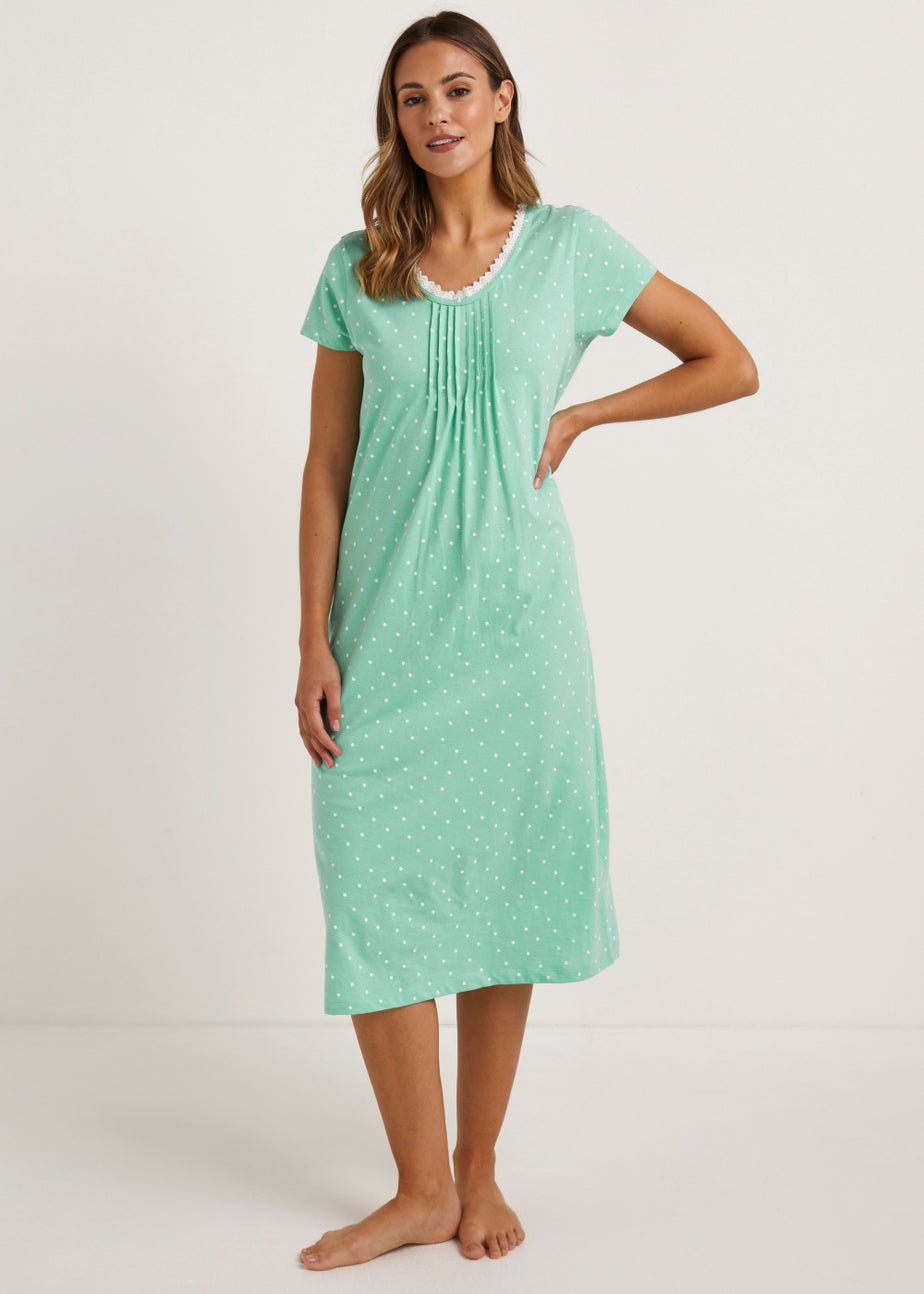 Green Spot Longline Lace Nightie