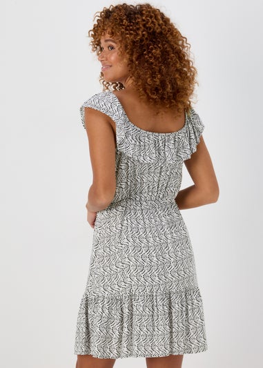 Black & White Spot Frill Mini Dress