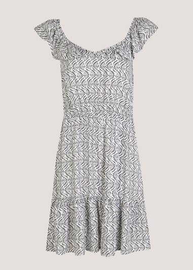 Black & White Spot Frill Mini Dress