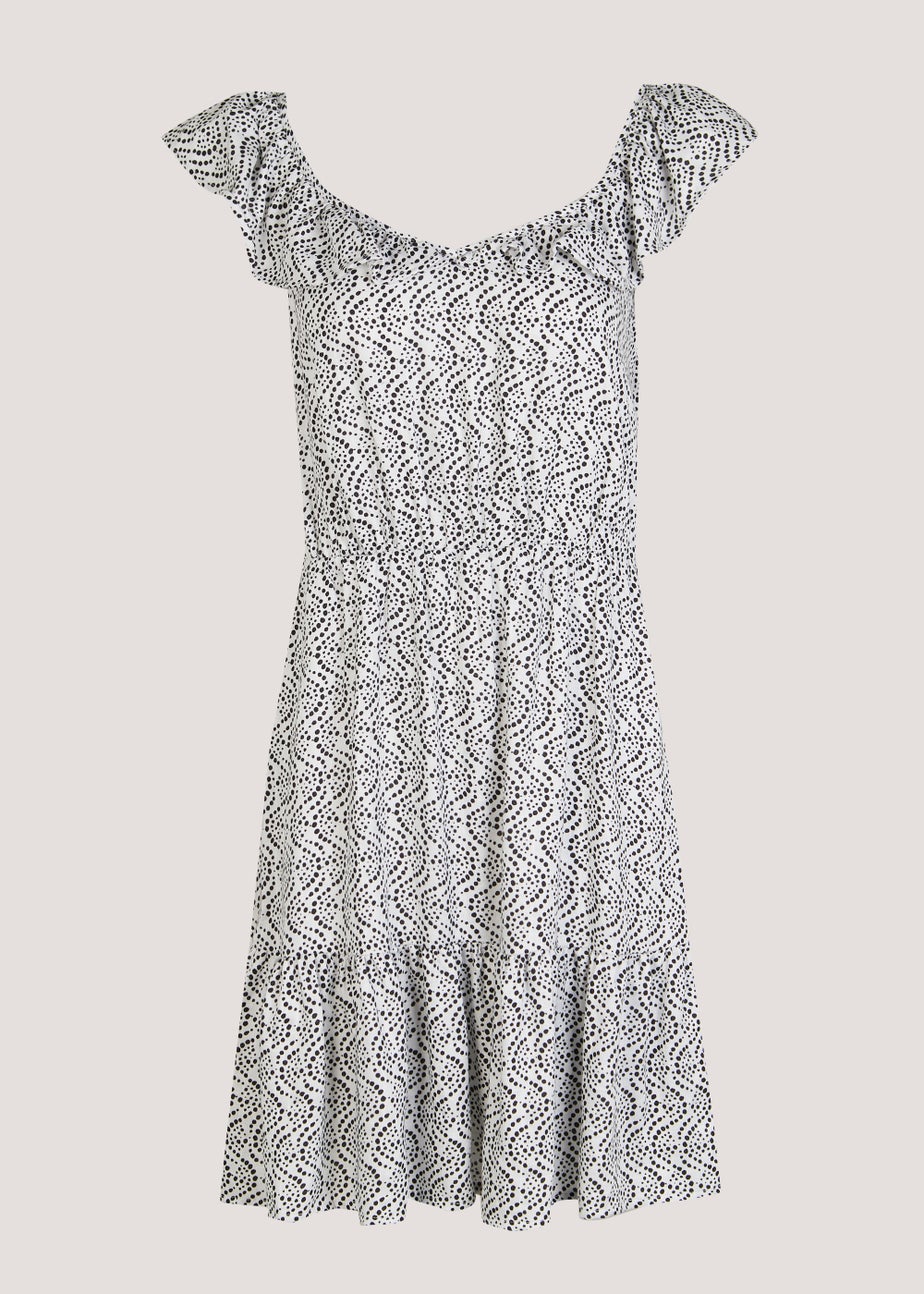 Black & White Spot Frill Mini Dress
