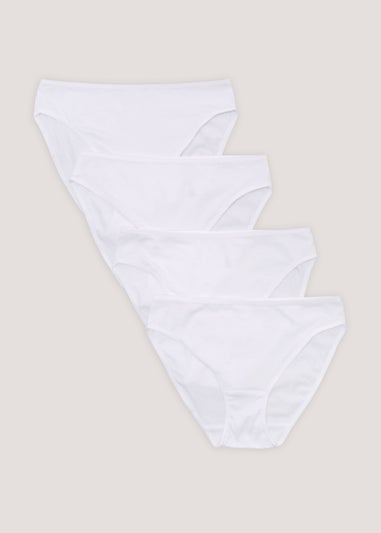 4 Pack White High Leg Knickers