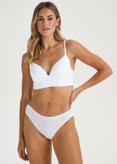 4 Pack White High Leg Knickers