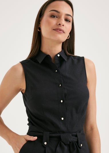 Et Vous Black Linen Blend Playsuit