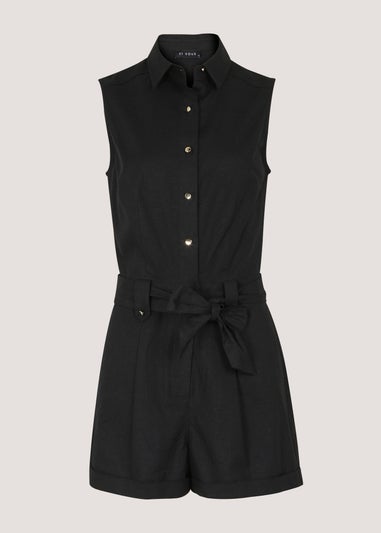 Et Vous Black Linen Blend Playsuit