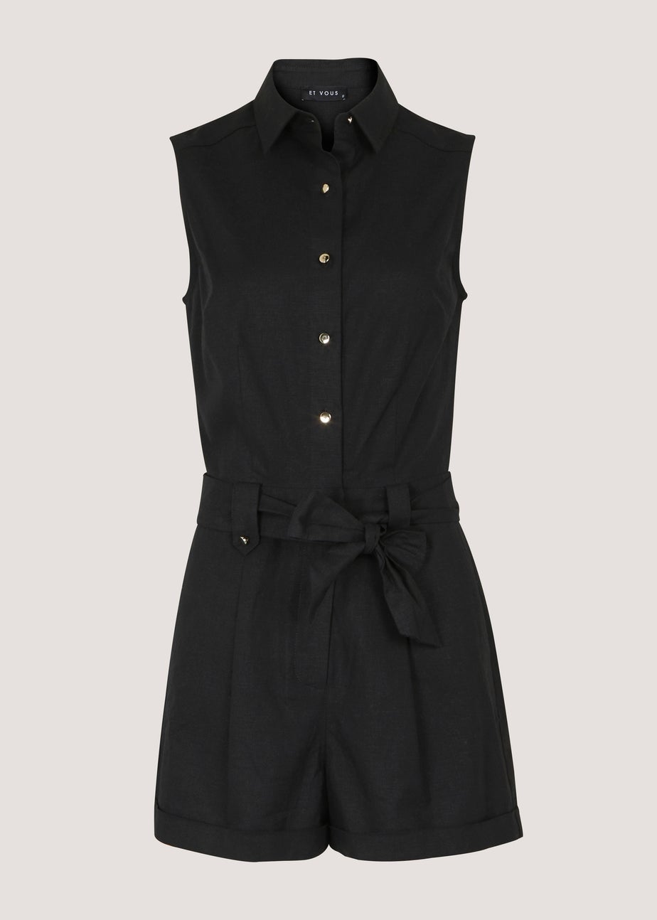 Et Vous Black Linen Blend Playsuit