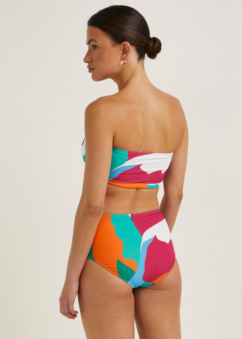Multicoloured Abstract Print Midi Bikini Bottoms