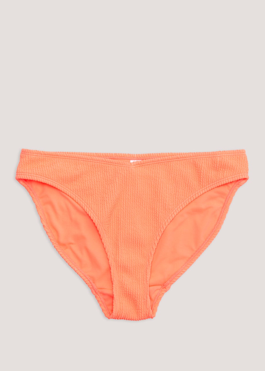 Coral Crinkle V-Front Bikini Bottoms