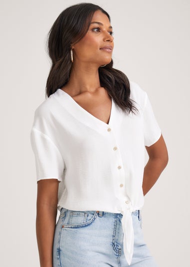 White Tie Front Shirt