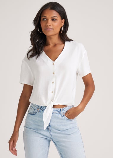 White Tie Front Shirt