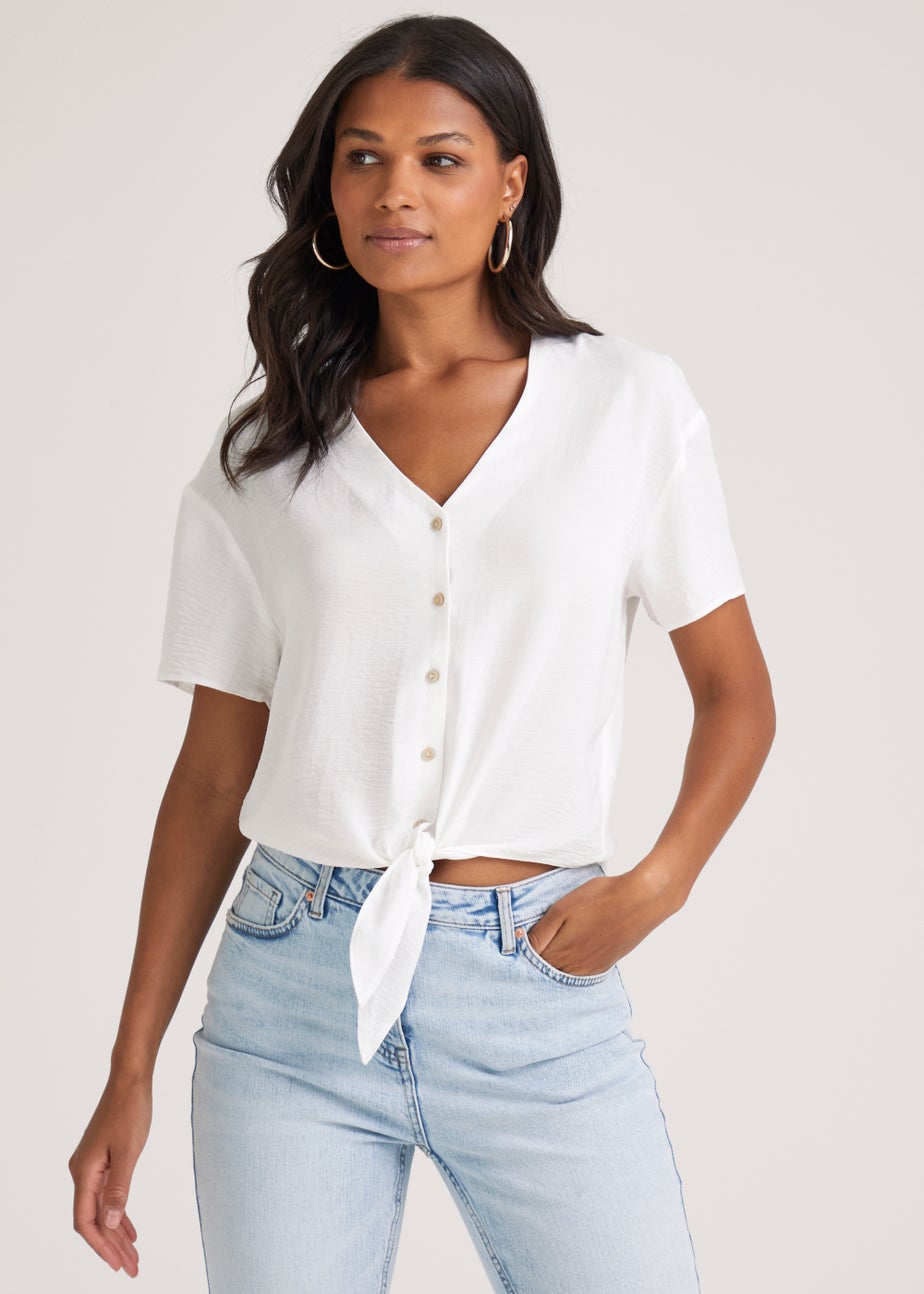 White Tie Front Shirt