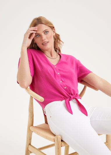 Pink Tie Front Shirt