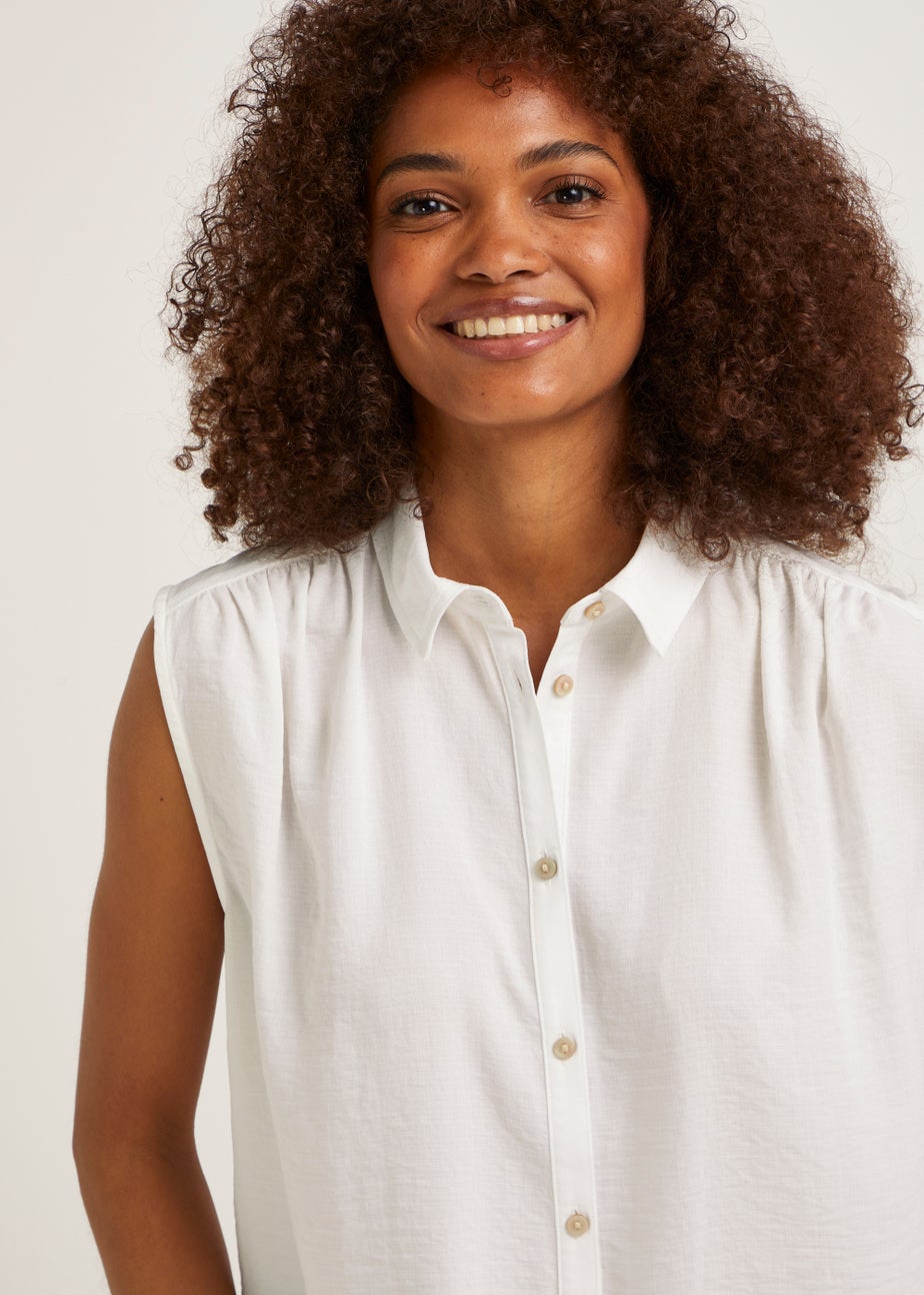 White Sleeveless Shirt