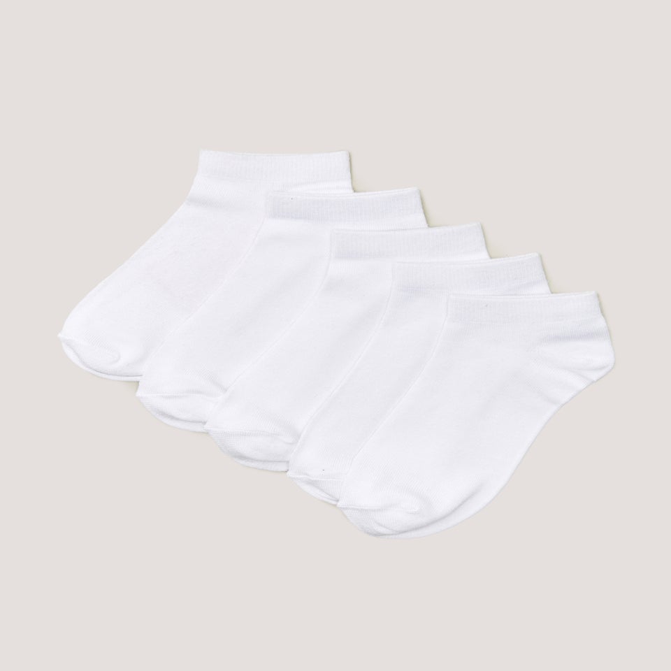 5 Pack White Soft Touch Bamboo Trainer Socks