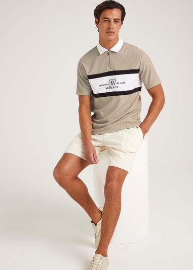 T&W Stone Panel Polo Shirt