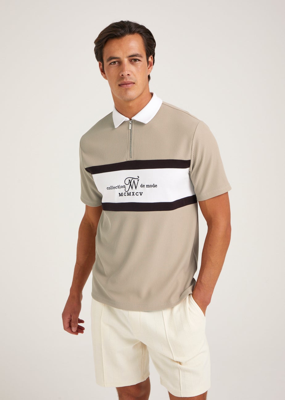 T&W Stone Panel Polo Shirt