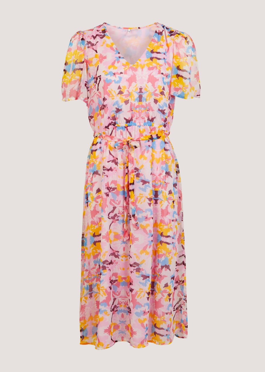 JDY Summer Pink Print Short Sleeve Midi Dress
