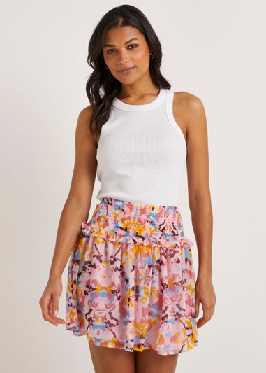 JDY Summer Pink Print Mini Skirt