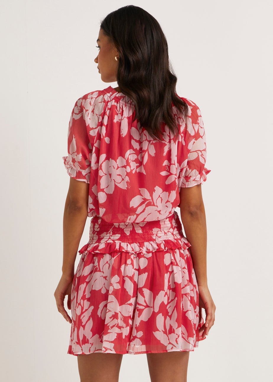 JDY Summer Red Print Co-Ord Mini Skirt