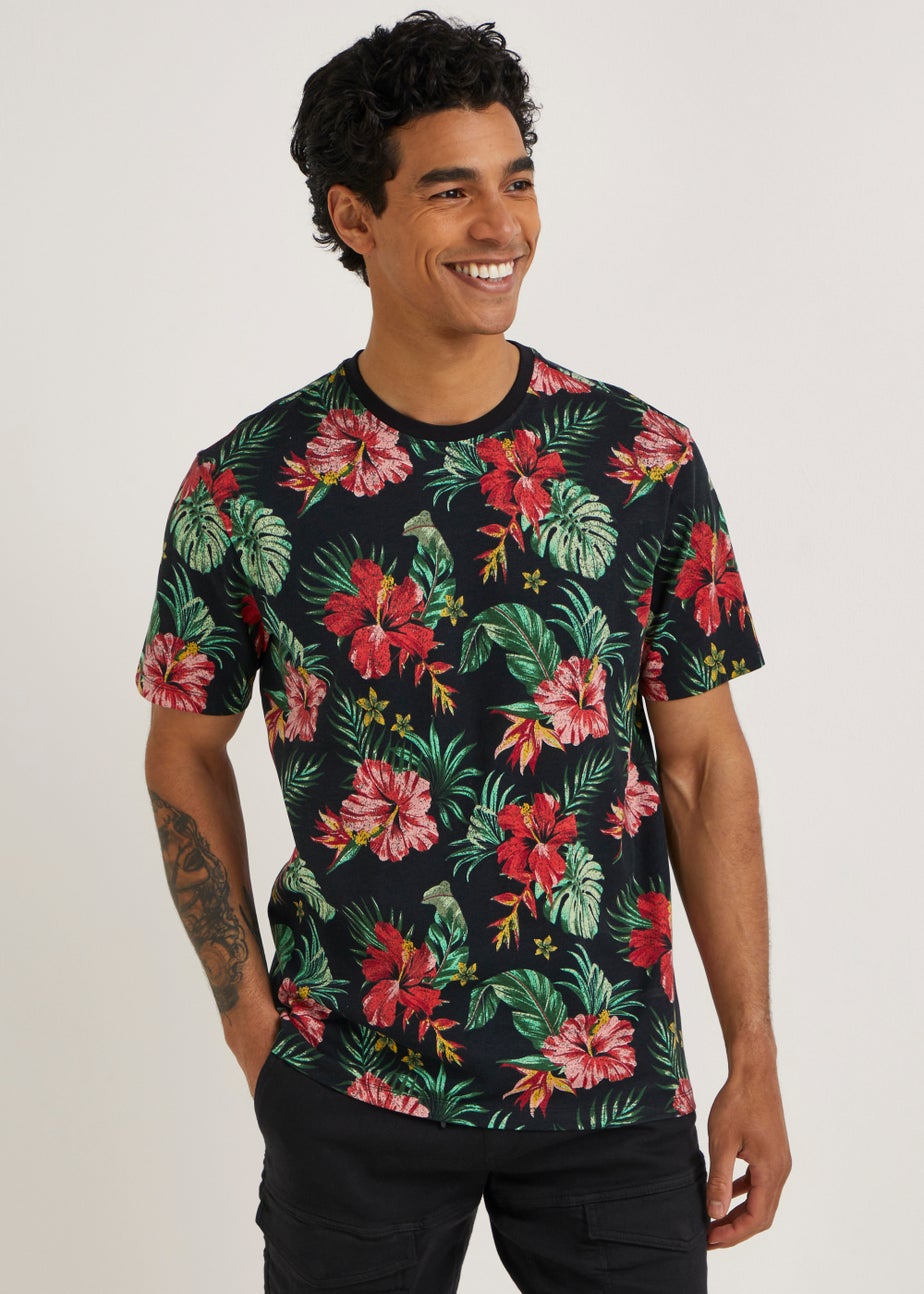 Black Floral Print T-Shirt