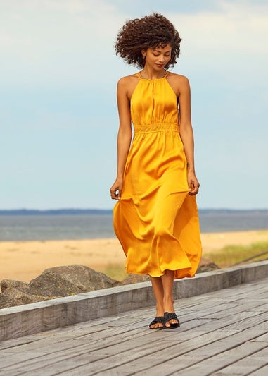 JDY Orange Hazel Midi Dress