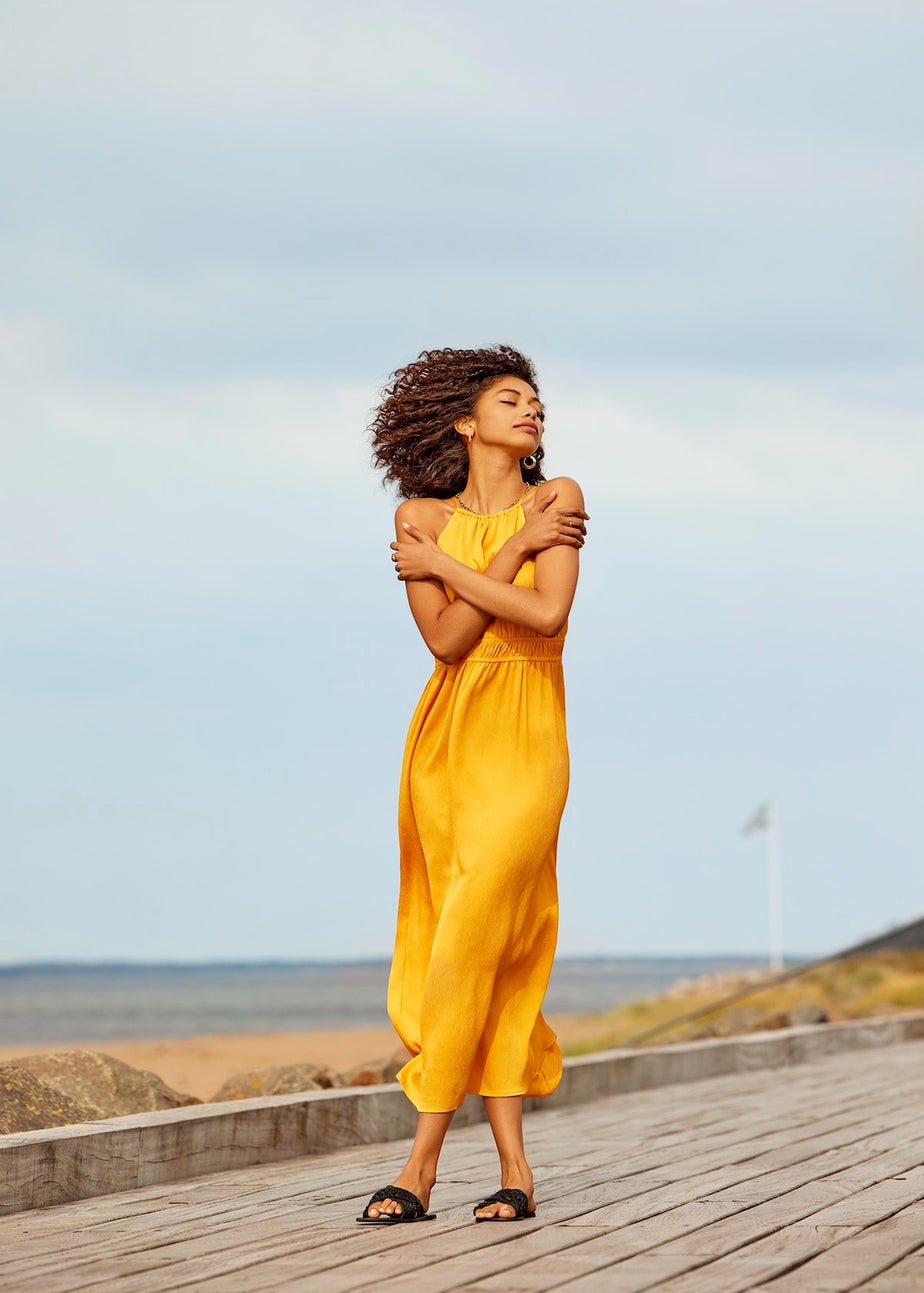 JDY Orange Hazel Midi Dress