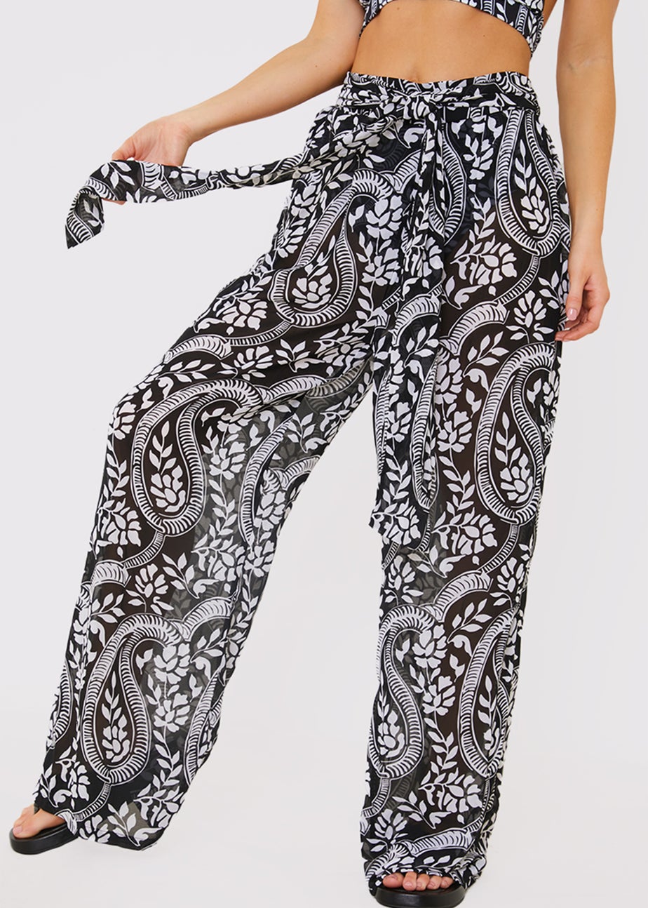 In The Style Jac Jossa Black Paisley Tie Front Trousers