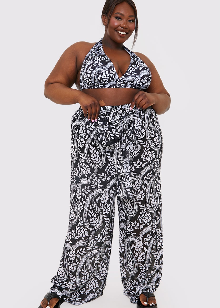 In The Style Jac Jossa Black Paisley Tie Front Trousers