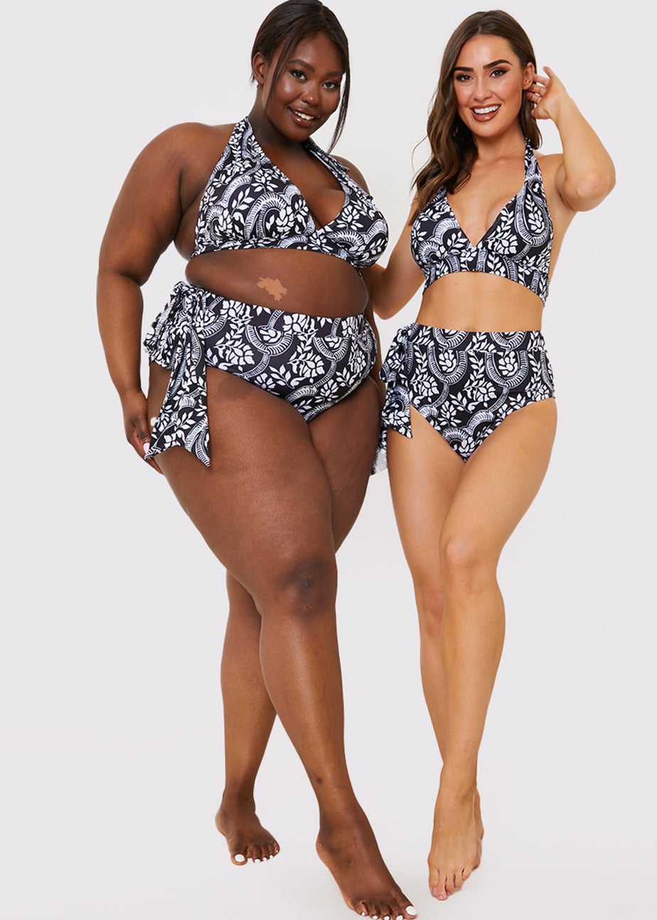 In the Style Jac Jossa Black Paisley Halter Neck Bikini Top