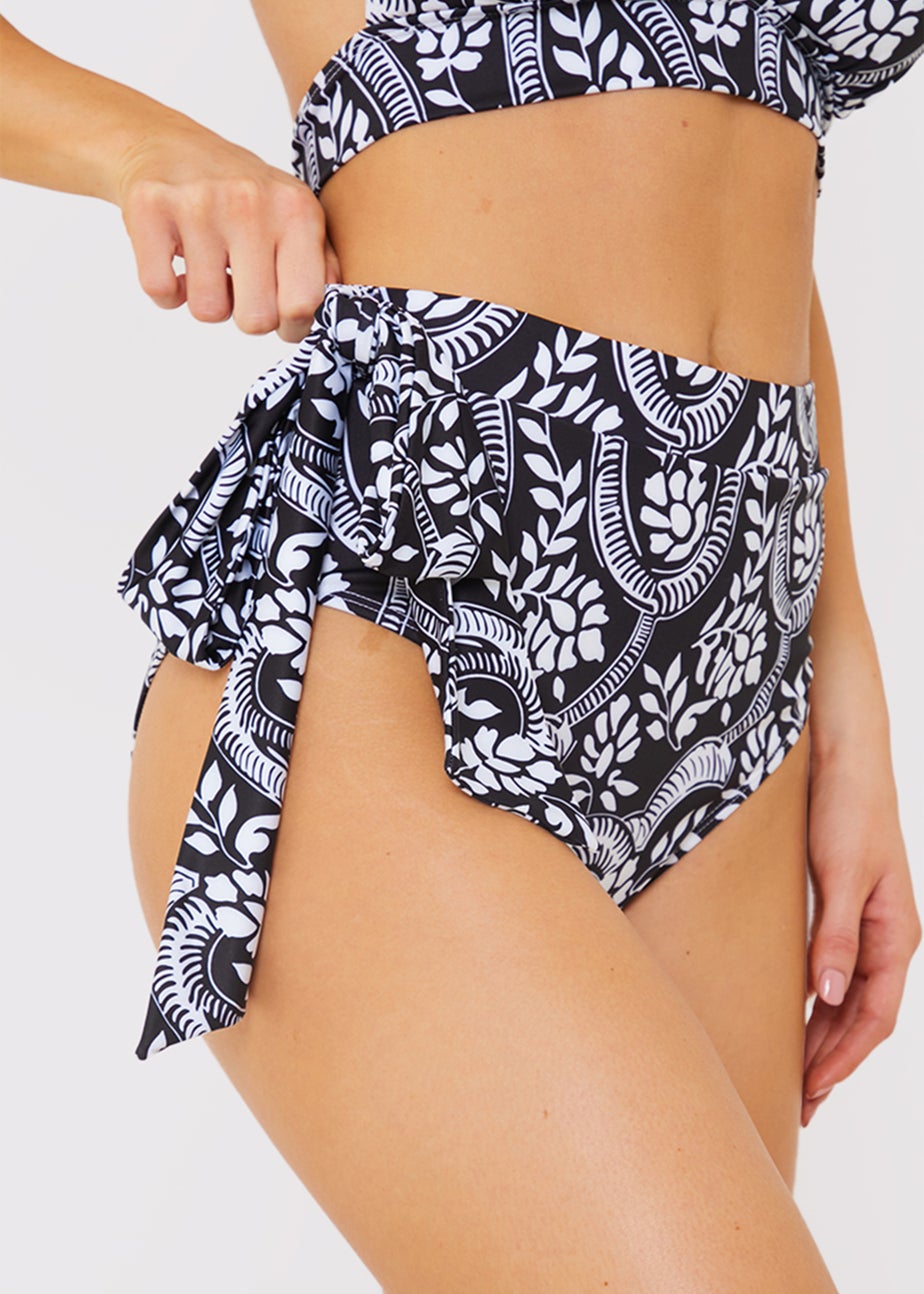 In the Style Jac Jossa Black Paisley Tie Side Bikini Bottoms