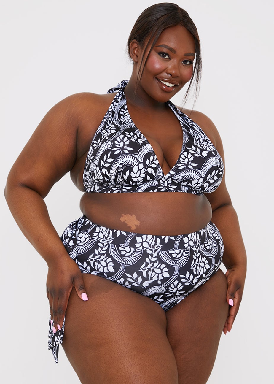 In the Style Jac Jossa Black Paisley Tie Side Bikini Bottoms