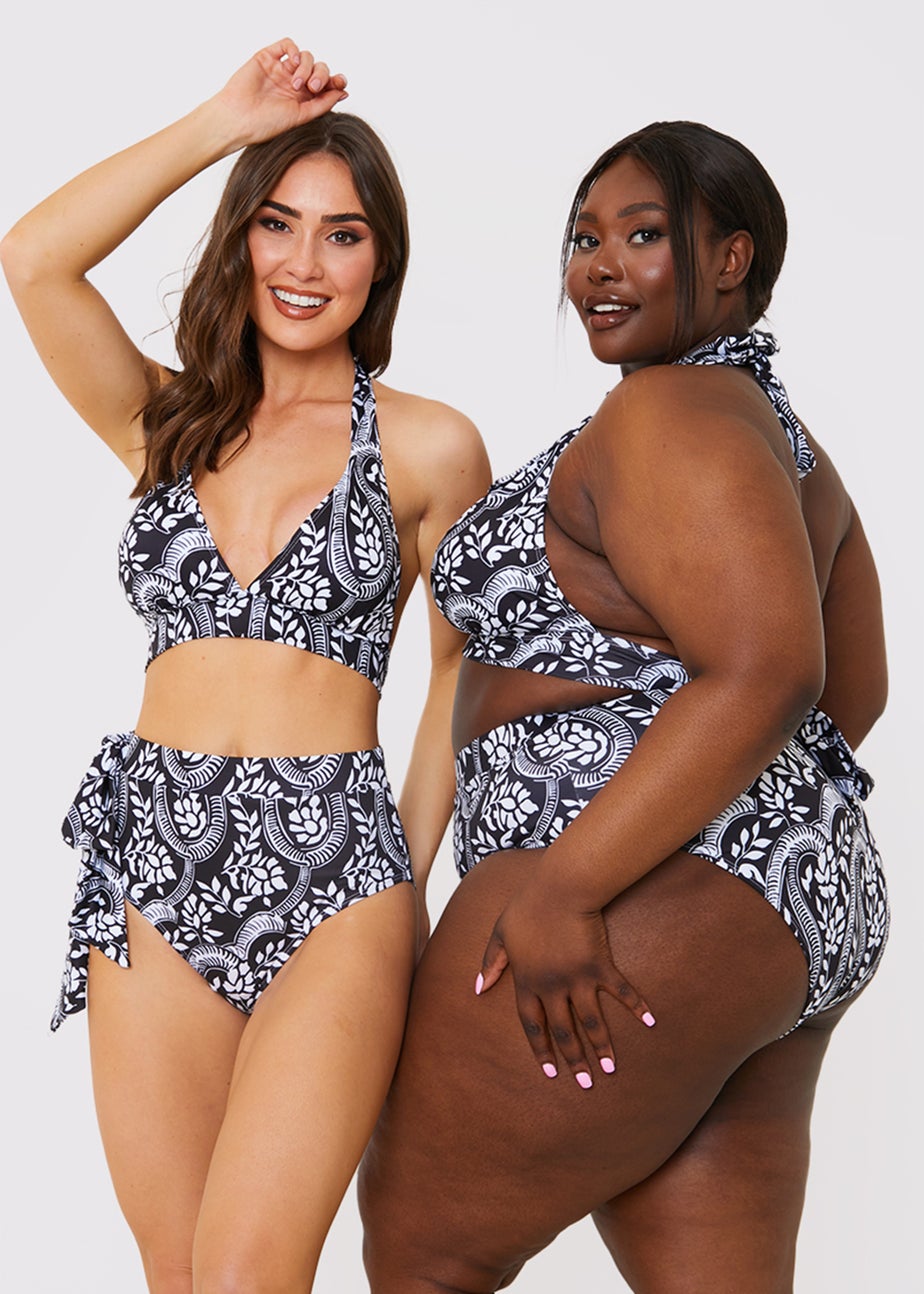 In the Style Jac Jossa Black Paisley Tie Side Bikini Bottoms