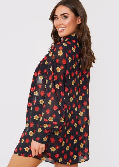 In the Style Jac Jossa Black Floral Print Co-Ord Shirt