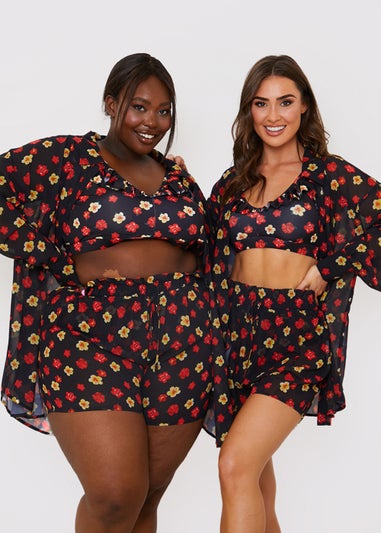 In the Style Jac Jossa Black Floral Print Co-Ord Shirt