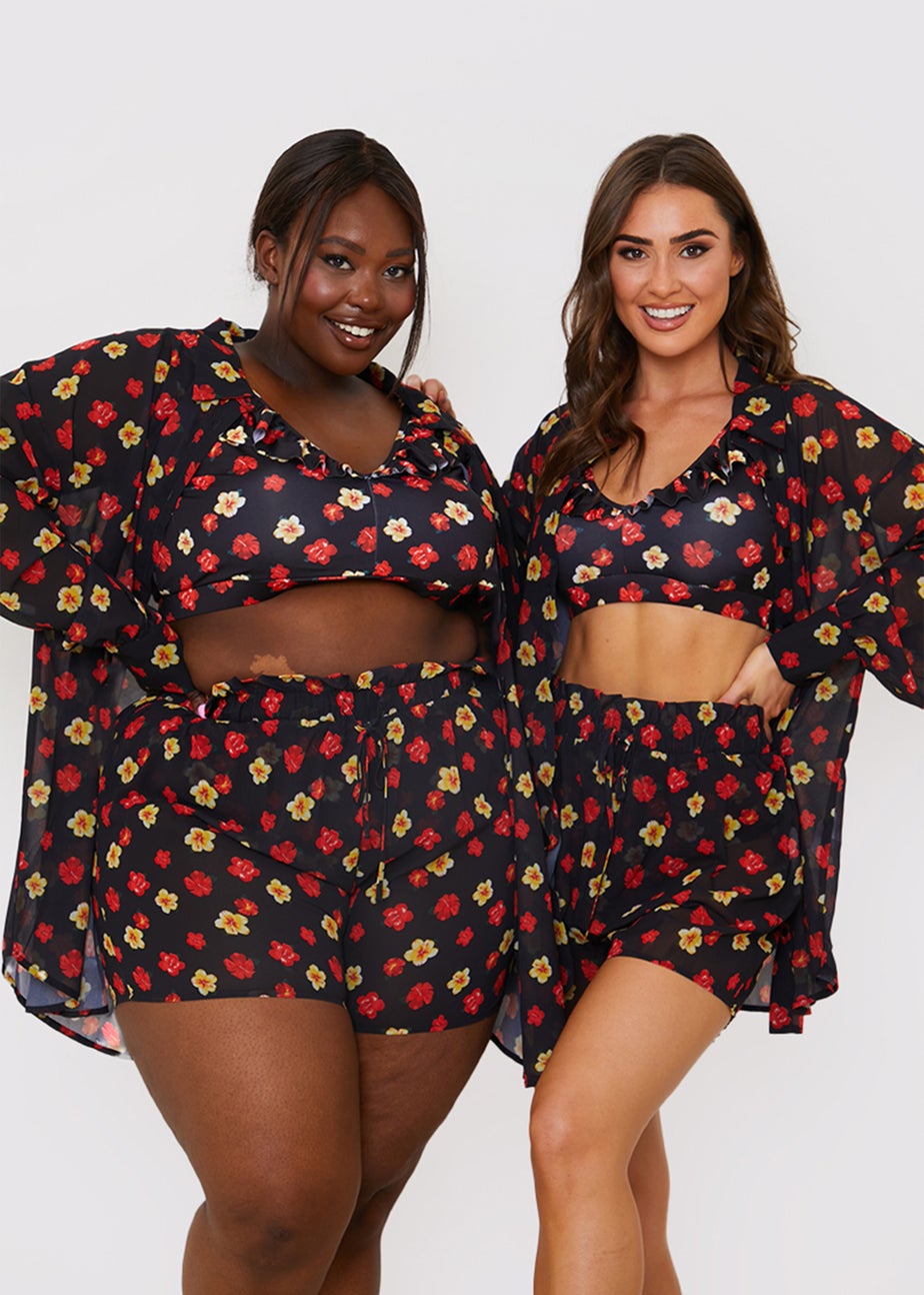 In the Style Jac Jossa Black Floral Print Co-Ord Shirt