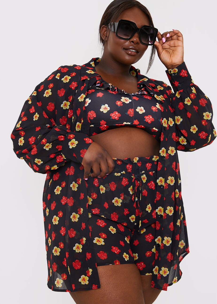 In the Style Jac Jossa Black Floral Print Co-Ord Shirt