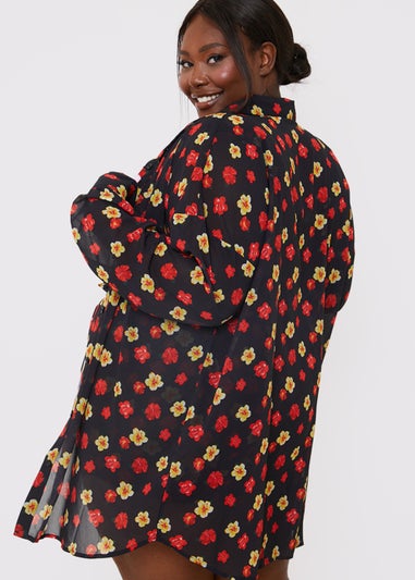 In the Style Jac Jossa Black Floral Print Co-Ord Shirt