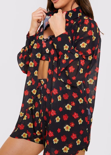 In the Style Jac Jossa Black Floral Print Co-Ord Shirt