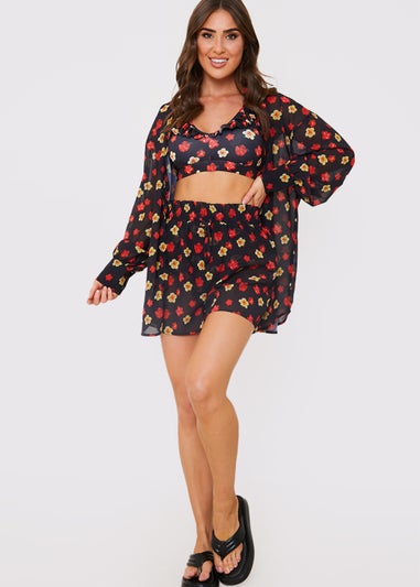 In the Style Jac Jossa Black Floral Print Co-Ord Shirt