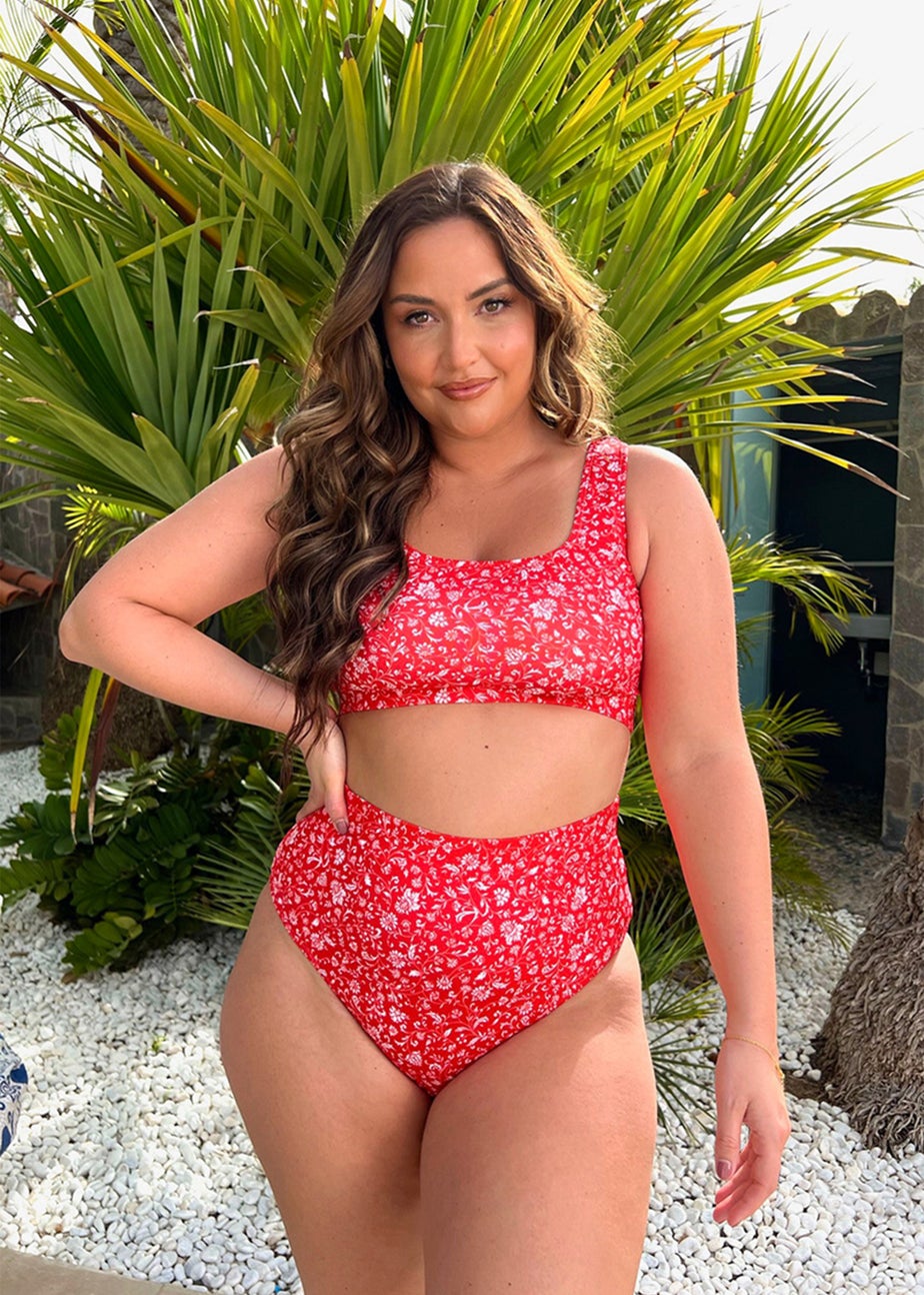 In the Style Jac Jossa Red Floral Bikini Bottoms