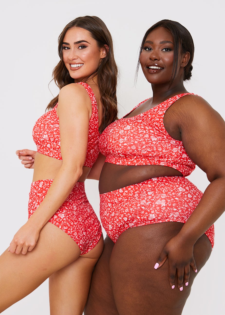 In the Style Jac Jossa Red Floral Bikini Bottoms