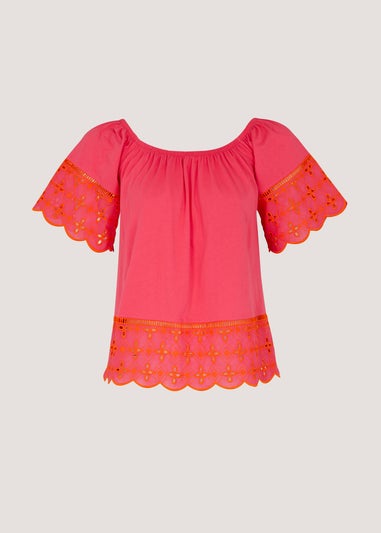 Pink Schiffli Bardot Top