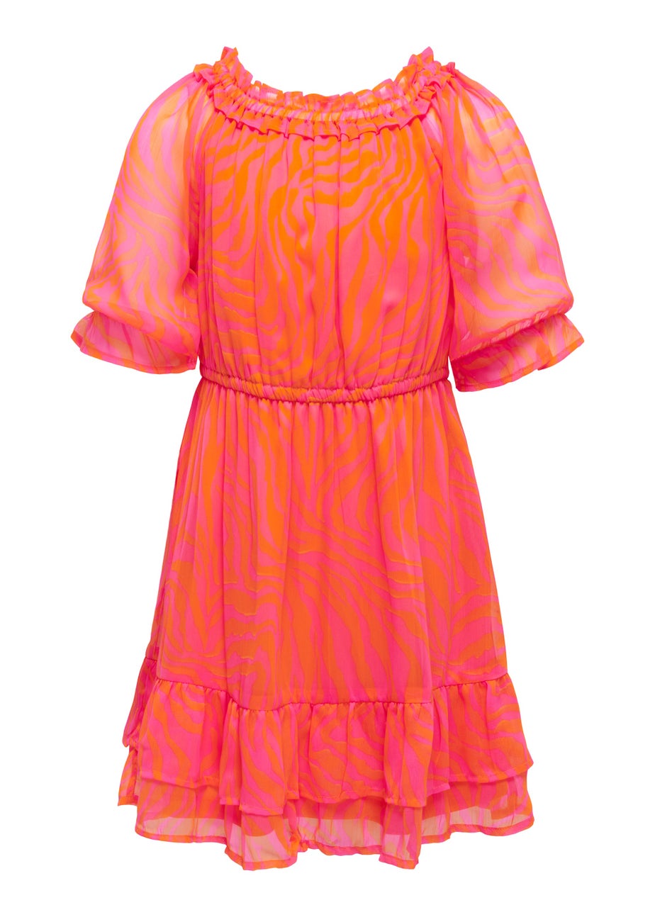 ONLY Girls Kogzabella Orange Ruffle Smock Dress (6-14yrs)