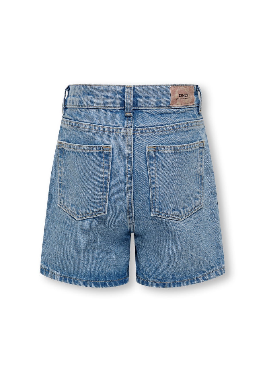 ONLY Girls Mid Wash Embroidered Denim Shorts (6-14yrs)