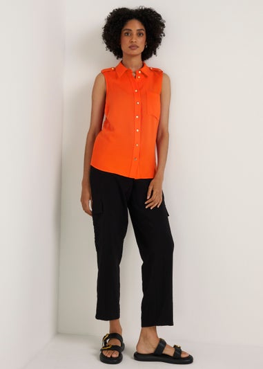 Et Vous Orange Button Utility Top